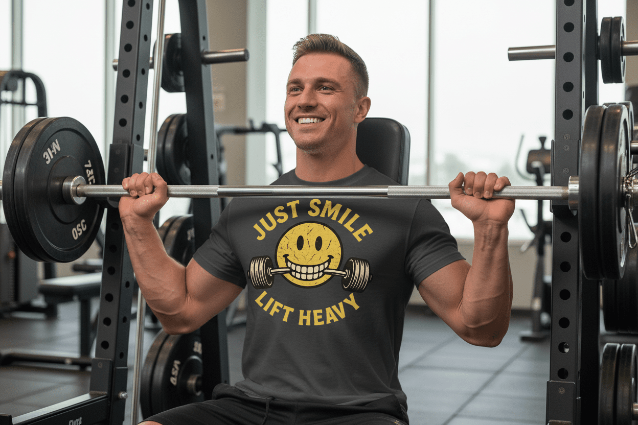 STRESSED JUST SMILE AND LIFT HEAVY - Discipline Over Motivation 24/7