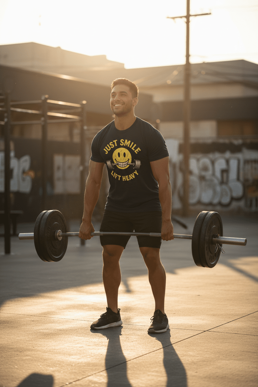 STRESSED JUST SMILE AND LIFT HEAVY - Discipline Over Motivation 24/7