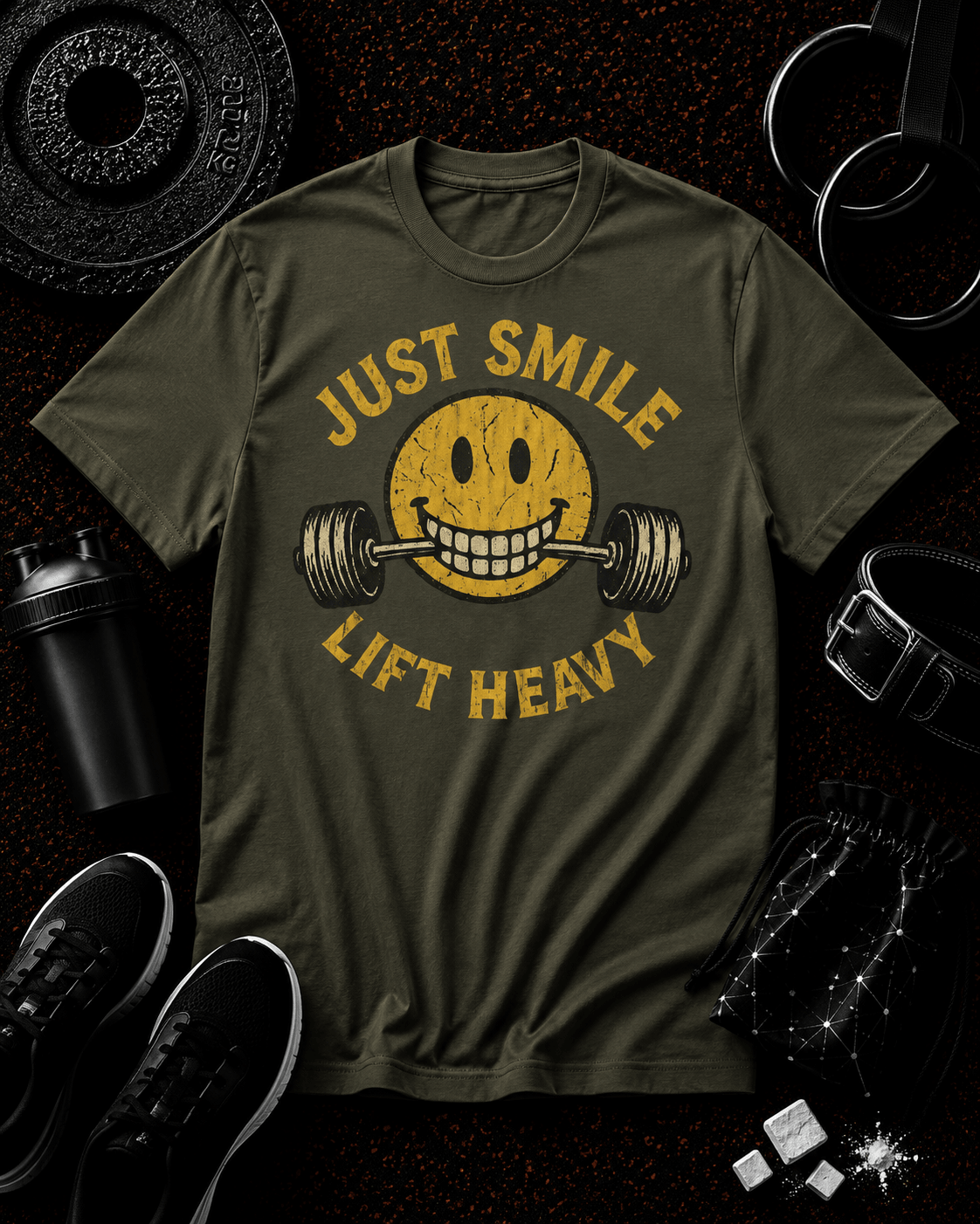STRESSED JUST SMILE AND LIFT HEAVY - Discipline Over Motivation 24/7