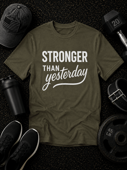 Stronger Than Yesterday Tee - Discipline Over Motivation 24/7