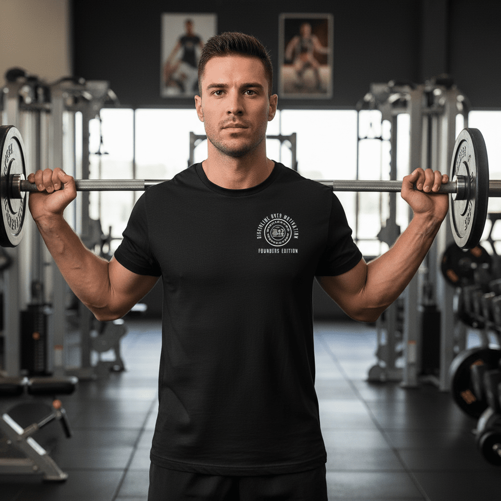 The Founder’s Edition Discipline Over Motivation 24/7 tee - Discipline Over Motivation 24/7