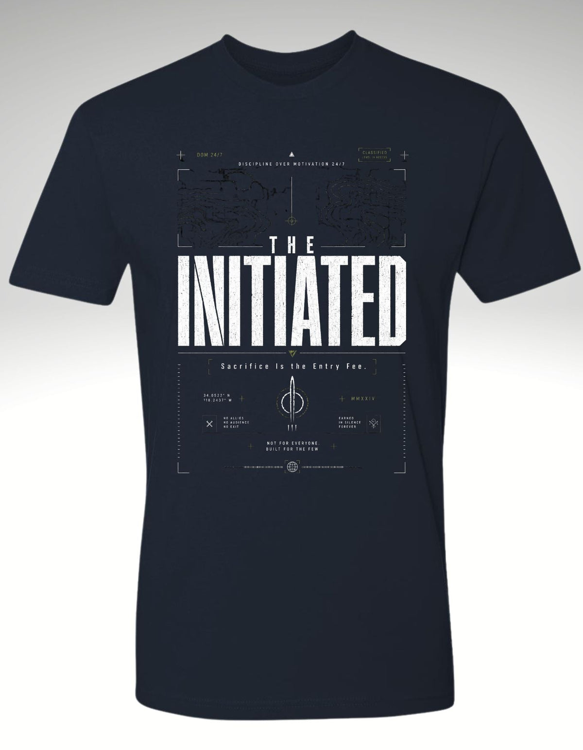 The Initiated — Premium Tee - Discipline Over Motivation 24/7