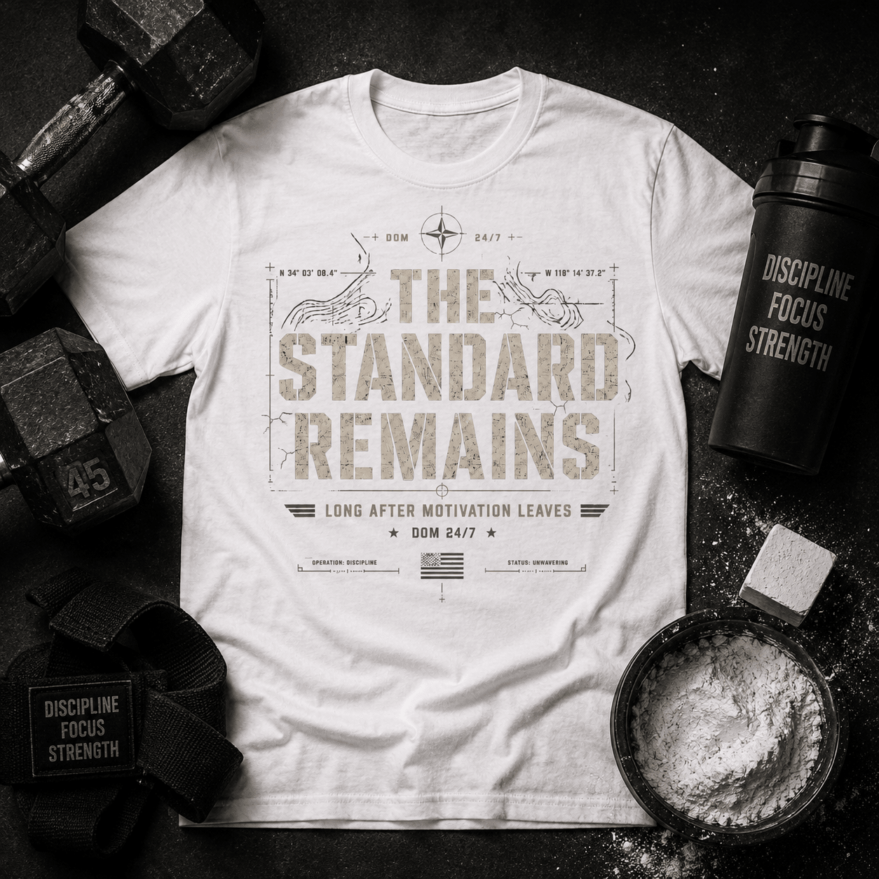 The Standard Remains™ Premium Tee - Discipline Over Motivation 24/7