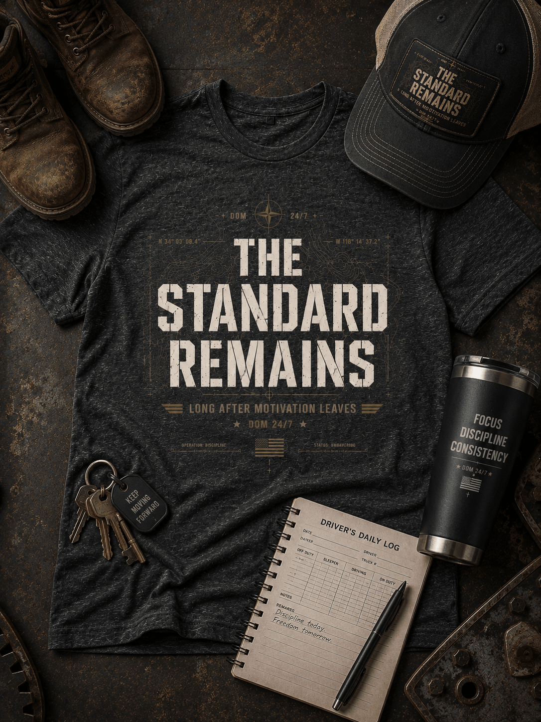 The Standard Remains™ Premium Tee - Discipline Over Motivation 24/7
