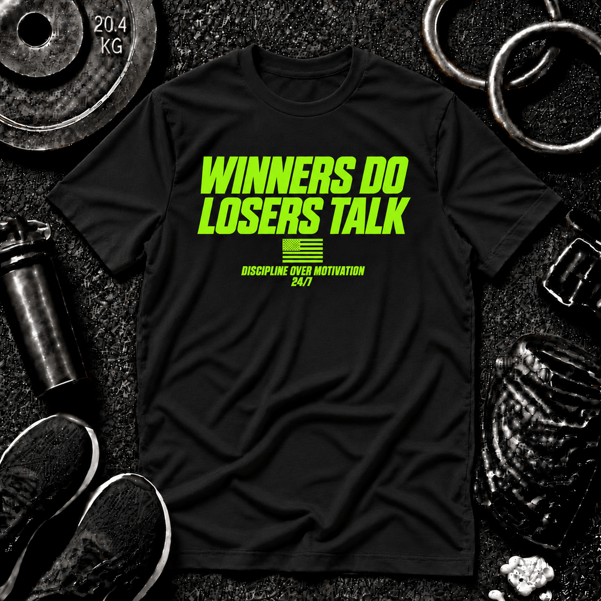 WINNERS DO. LOSERS TALK.™ Tee - Discipline Over Motivation 24/7