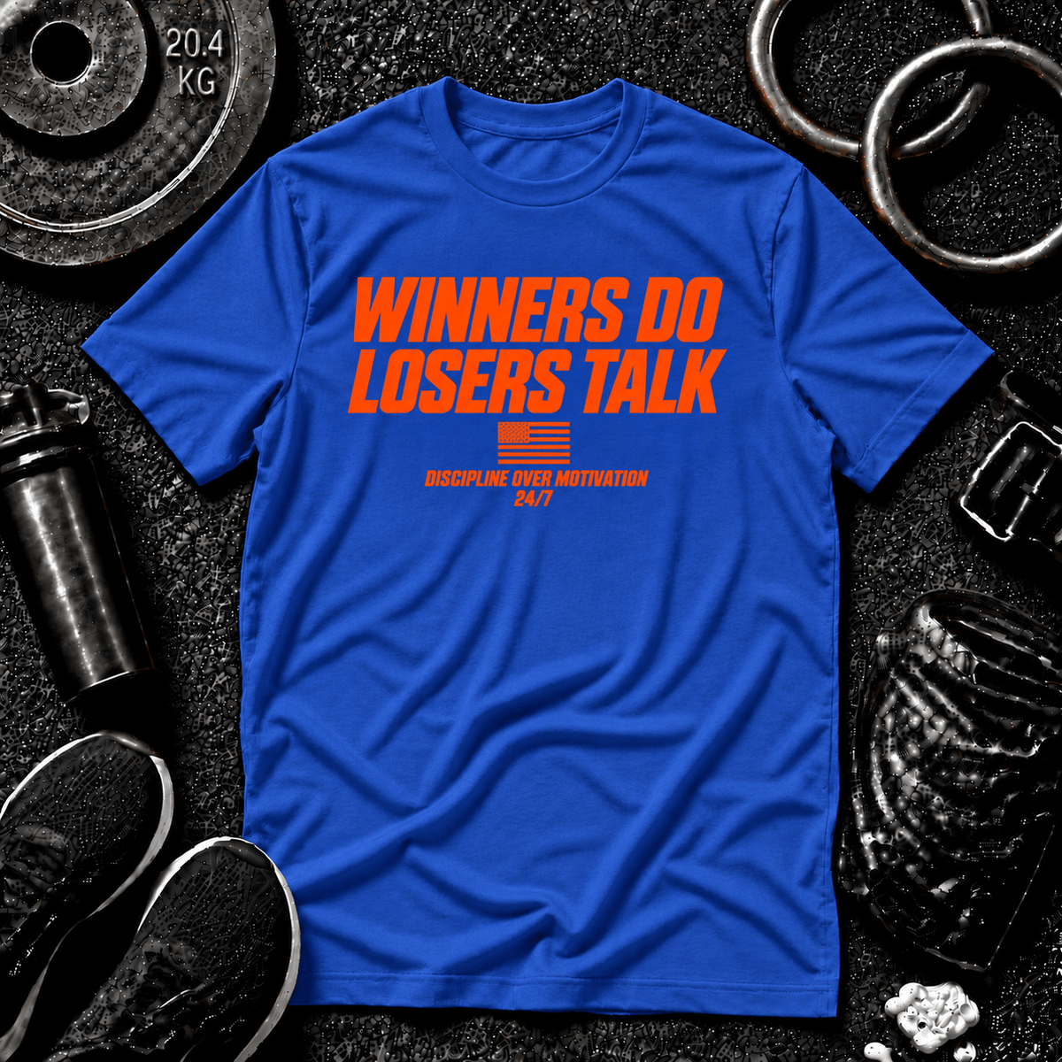 WINNERS DO. LOSERS TALK.™ Tee - Discipline Over Motivation 24/7