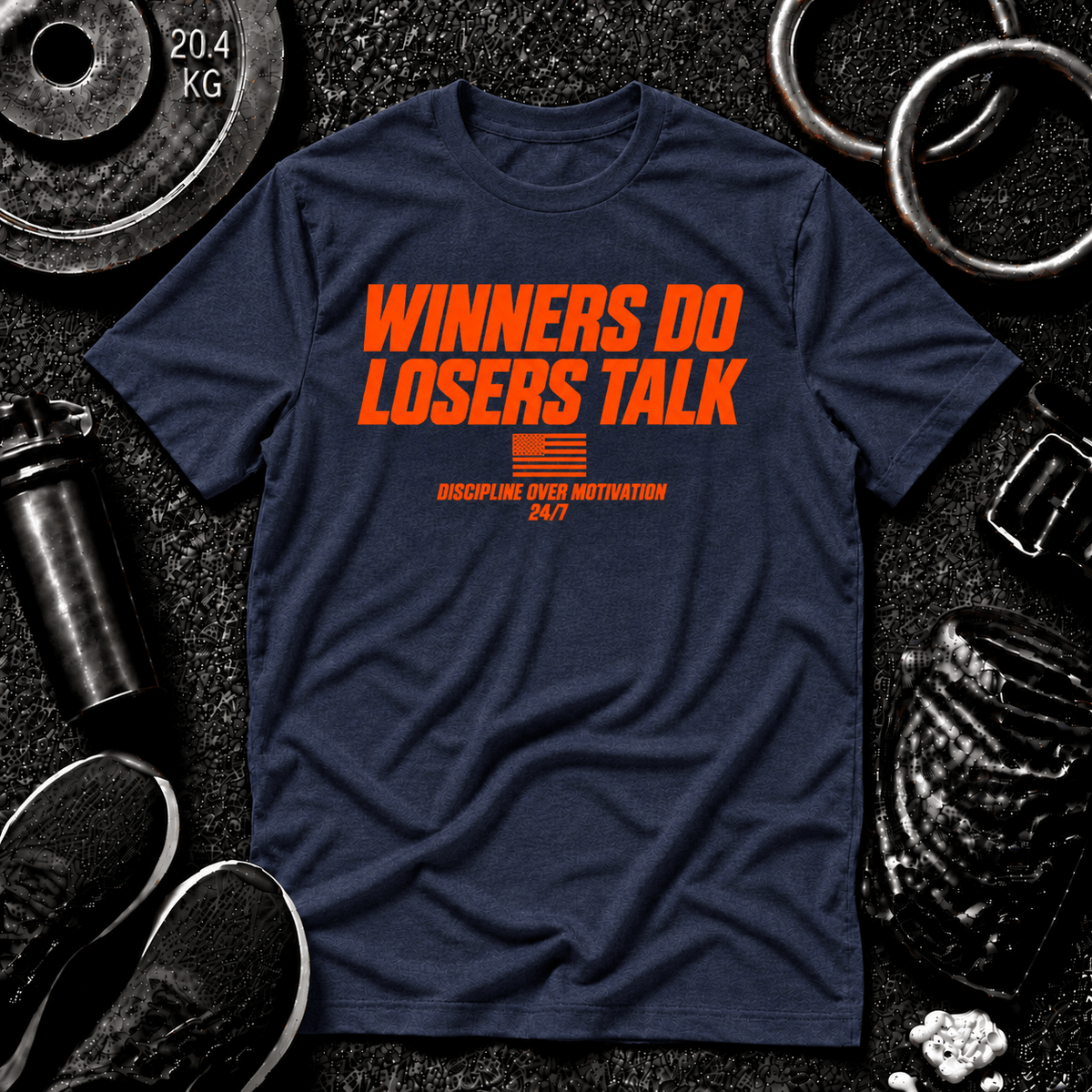 WINNERS DO. LOSERS TALK.™ Tee - Discipline Over Motivation 24/7