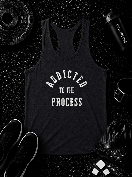 Women's Addicted Tri-Blend Racerback Tank - Discipline Over Motivation 24/7