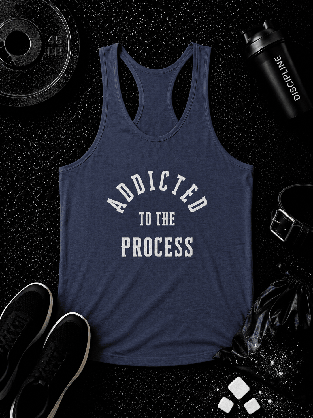 Women's Addicted Tri-Blend Racerback Tank - Discipline Over Motivation 24/7
