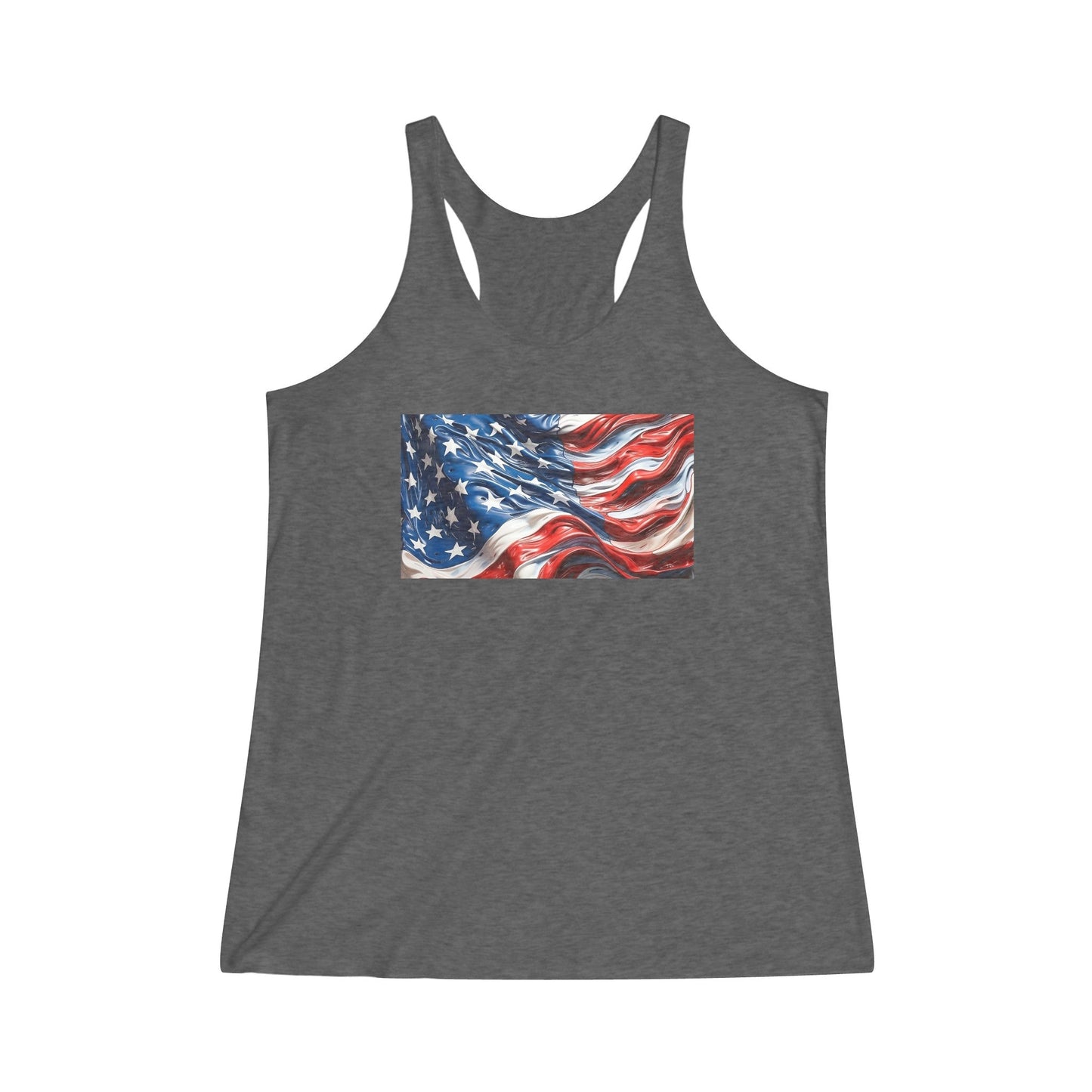 Women's American Flag Tri - Blend Racerback Tank - Discipline Over Motivation 247