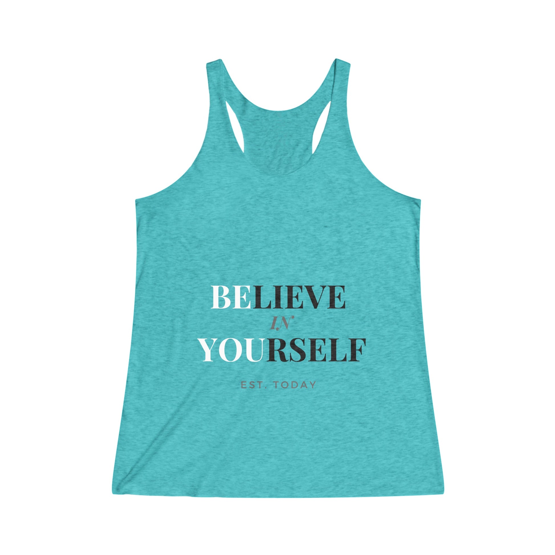 Women's Believe Tri - Blend Racerback Tank - Discipline Over Motivation 247