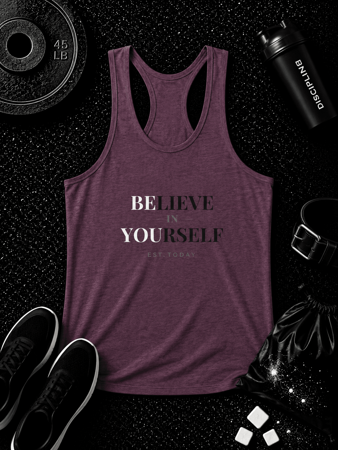 Women's Believe Tri-Blend Racerback Tank - Discipline Over Motivation 24/7