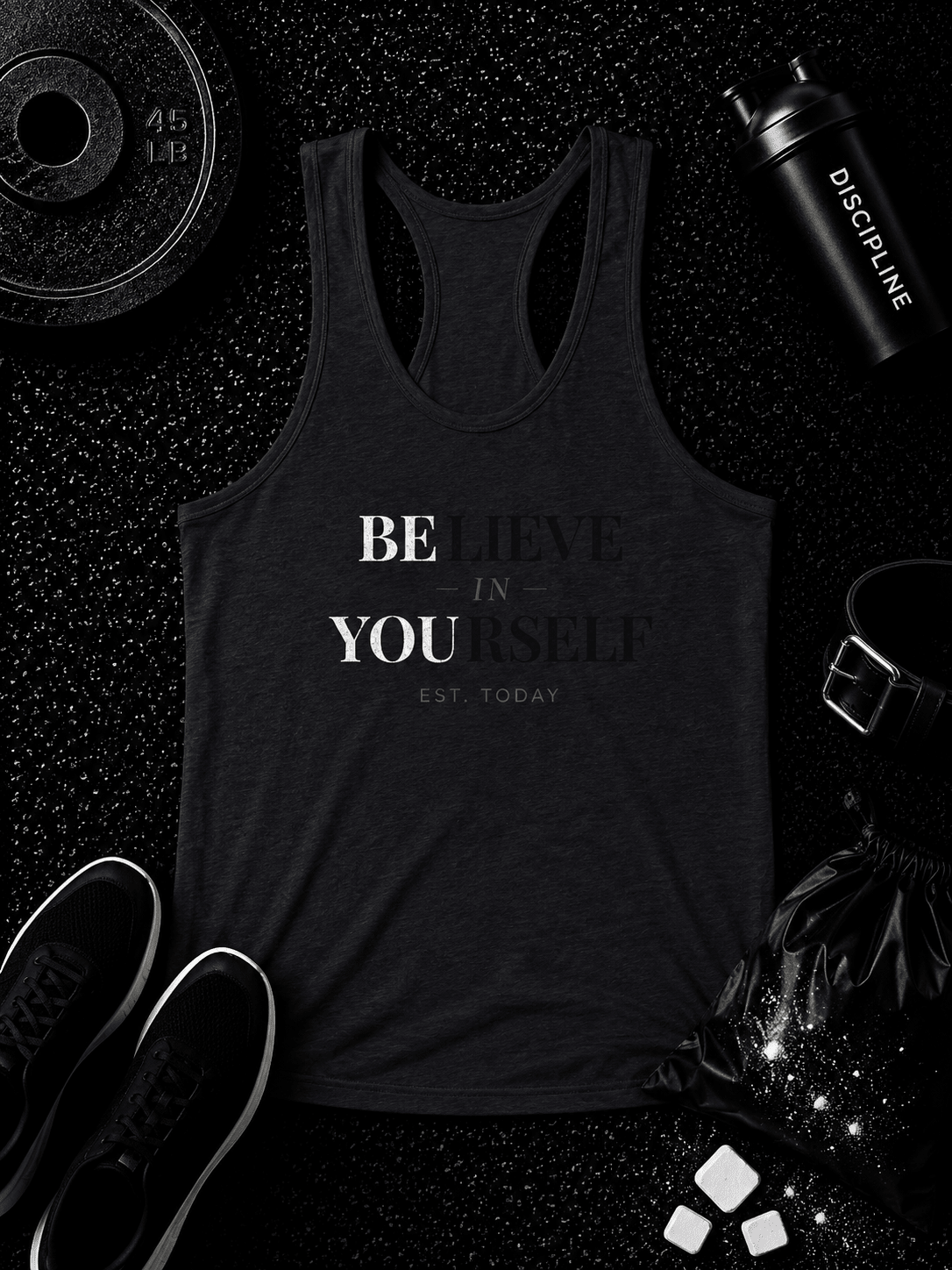 Women's Believe Tri-Blend Racerback Tank - Discipline Over Motivation 24/7