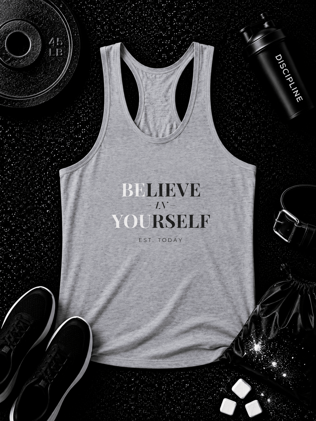 Women's Believe Tri-Blend Racerback Tank - Discipline Over Motivation 24/7