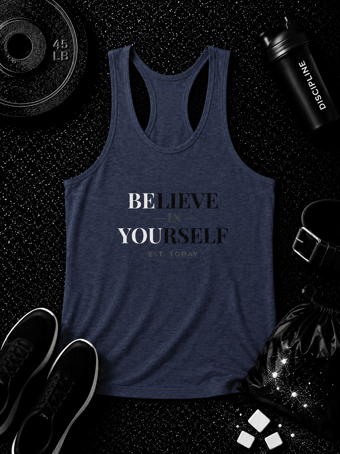 Women's Believe Tri-Blend Racerback Tank - Discipline Over Motivation 24/7