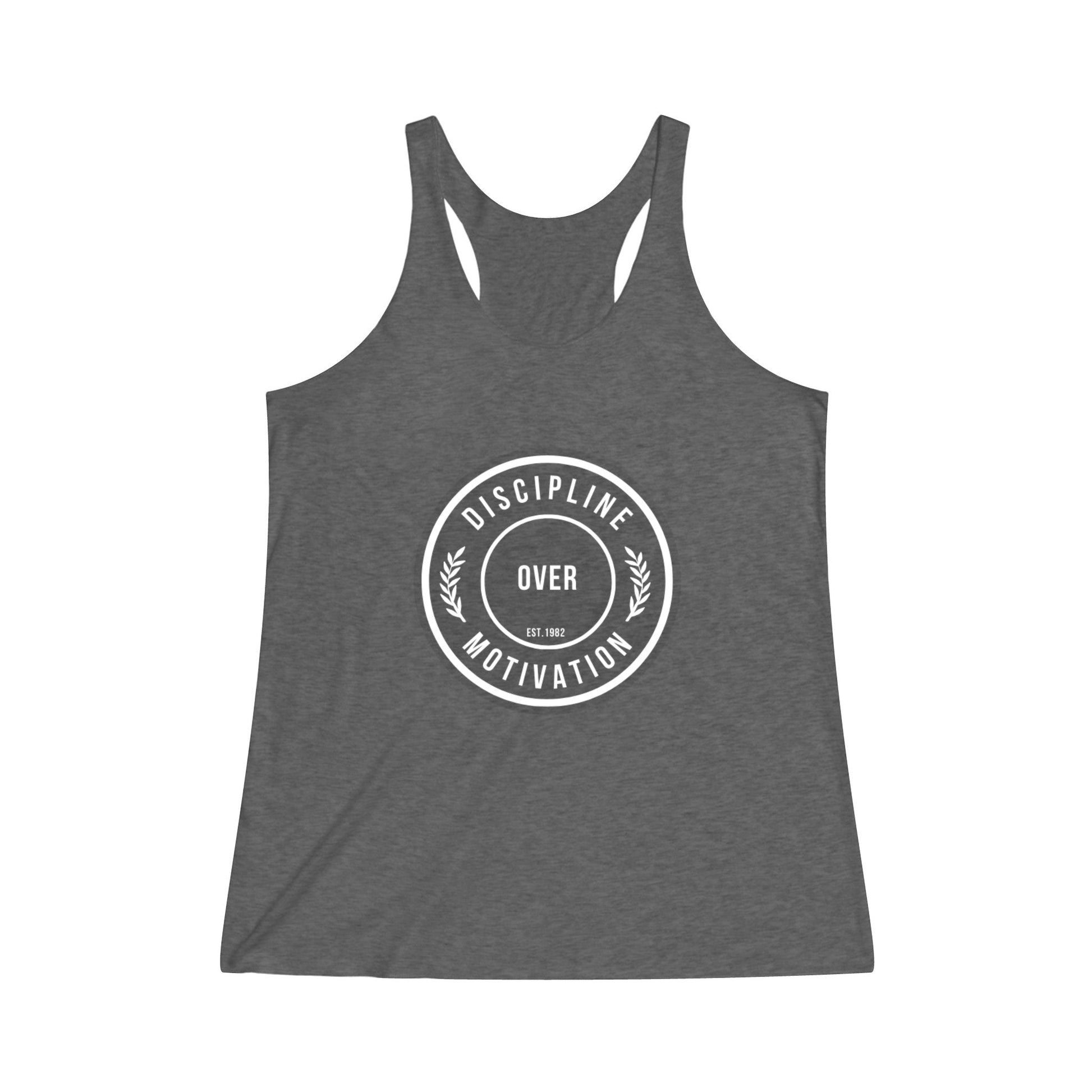 Women's DOM Logo Tri - Blend Racerback Tank - Discipline Over Motivation 247