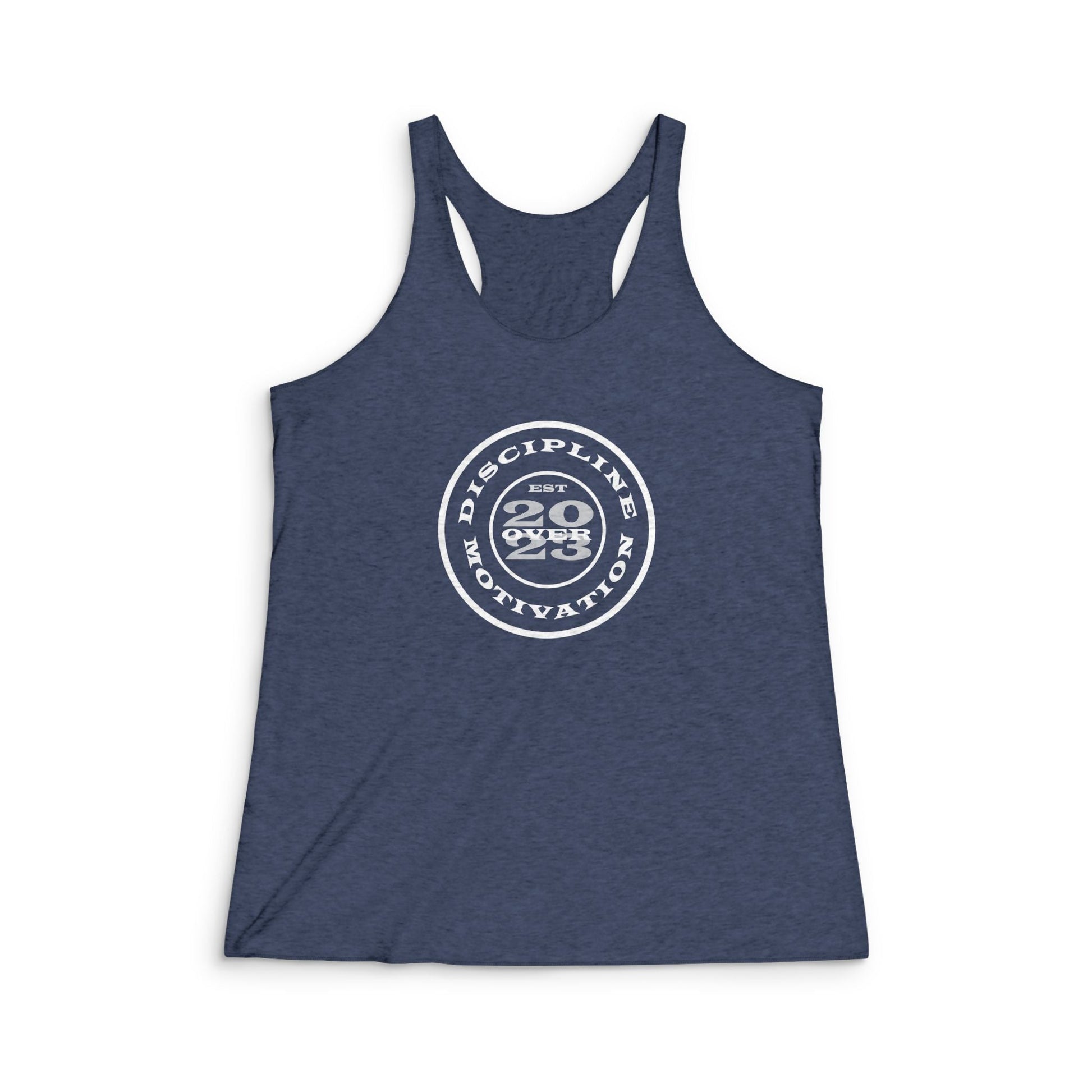 Women's DOM Logo Tri - Blend Racerback Tank - Discipline Over Motivation 24/7