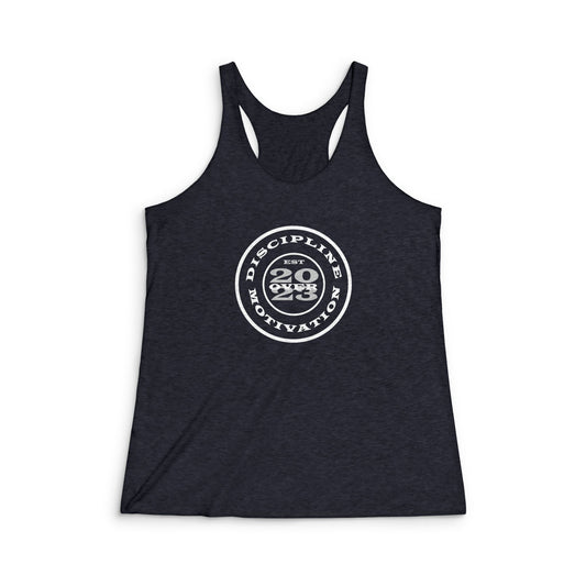 Women's DOM Logo Tri - Blend Racerback Tank - Discipline Over Motivation 24/7