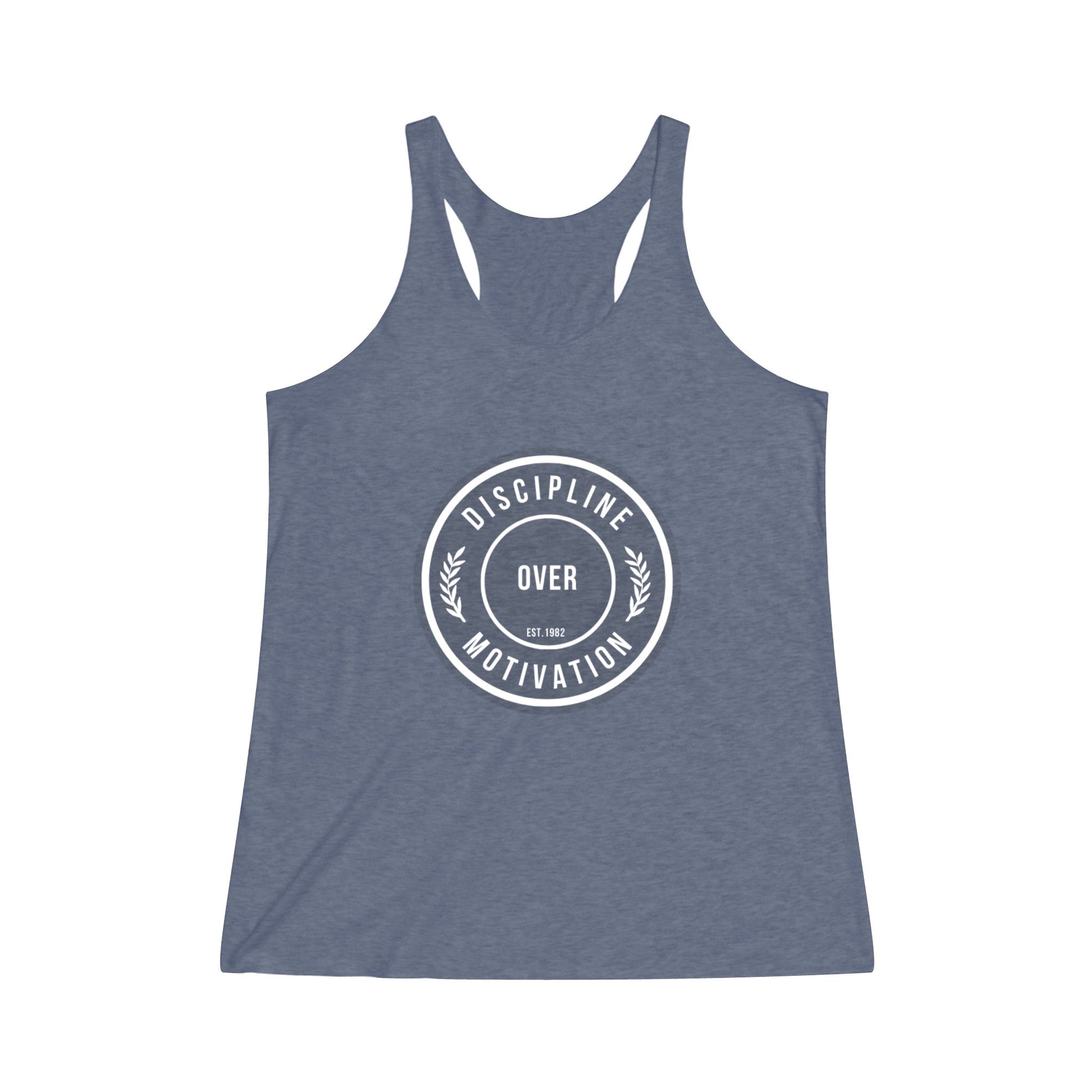 Women's DOM Logo Tri - Blend Racerback Tank - Discipline Over Motivation 247