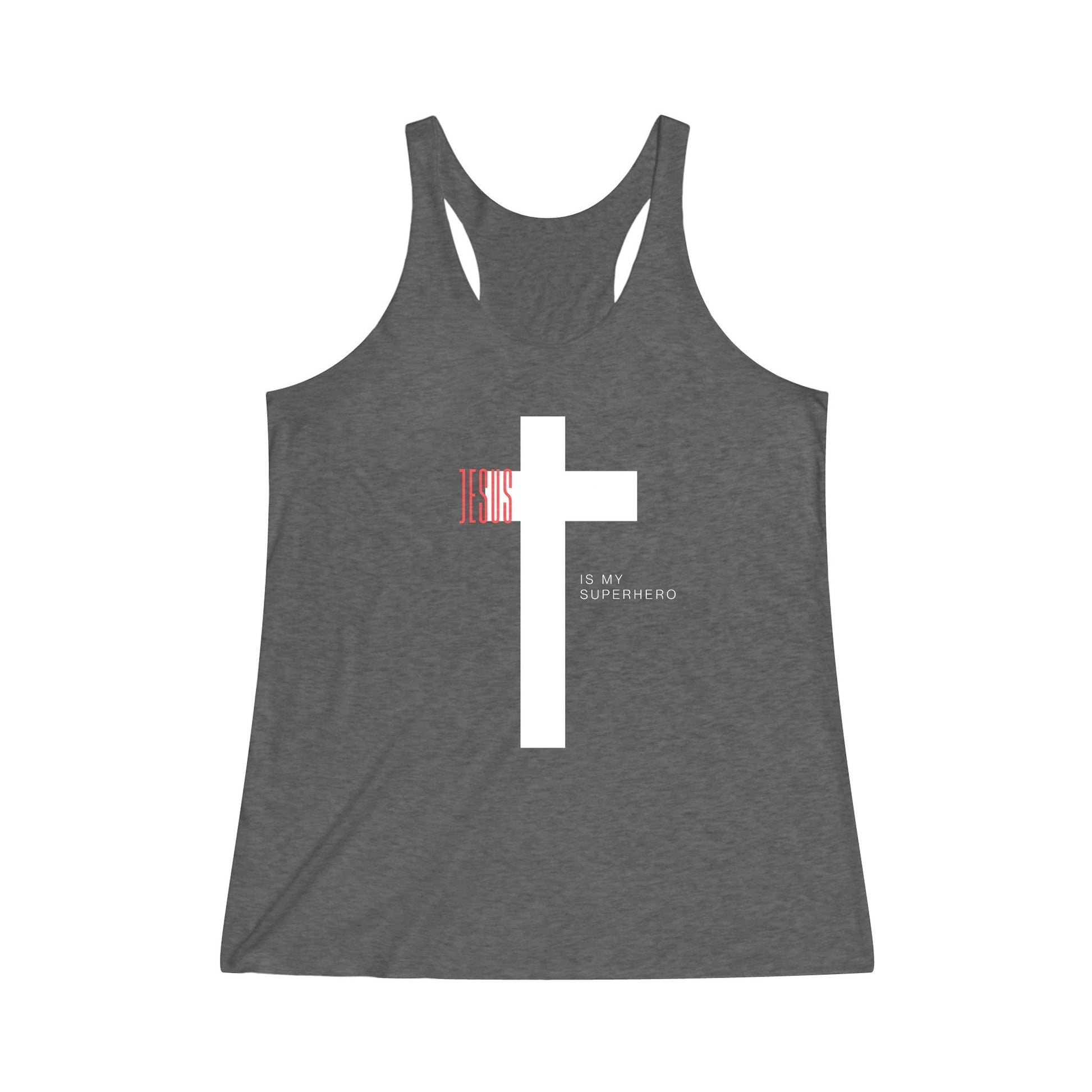 Women's Jesus is my superhero Tri - Blend Racerback Tank - Discipline Over Motivation 247