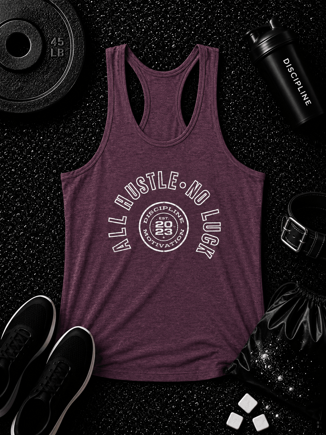 Women's No Luck Tri-Blend Racerback Tank - Discipline Over Motivation 24/7