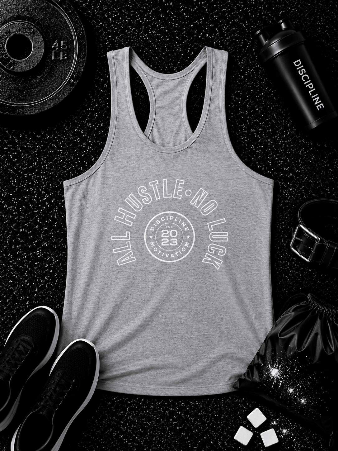 Women's No Luck Tri-Blend Racerback Tank - Discipline Over Motivation 24/7
