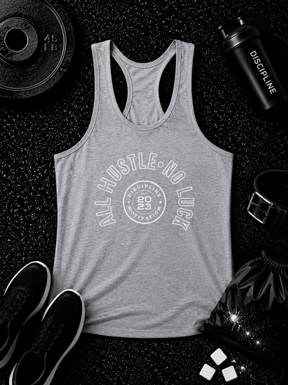 Women's No Luck Tri-Blend Racerback Tank - Discipline Over Motivation 24/7