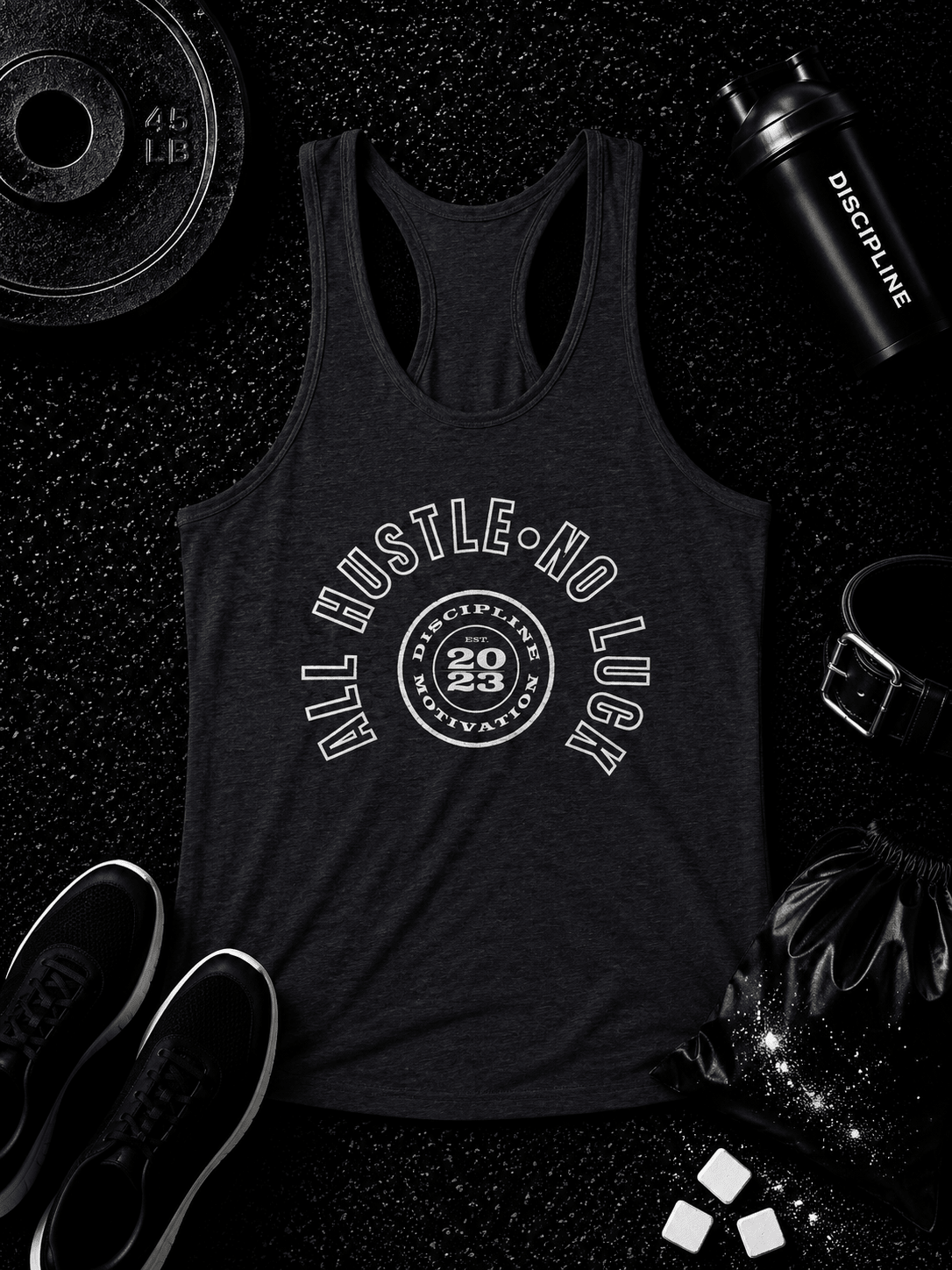 Women's No Luck Tri-Blend Racerback Tank - Discipline Over Motivation 24/7