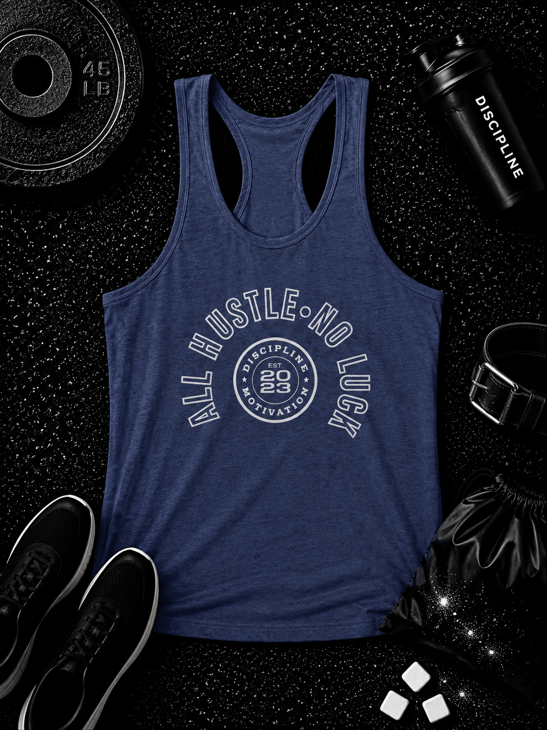 Women's No Luck Tri-Blend Racerback Tank - Discipline Over Motivation 24/7